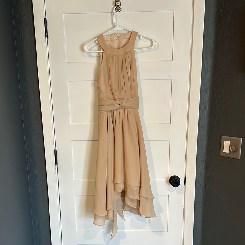 Elegant Tan Sleeveless Dress